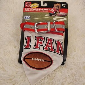 New Large DOG Collar Bandana FOOTBALL #1 Fan Reflective Adjustable